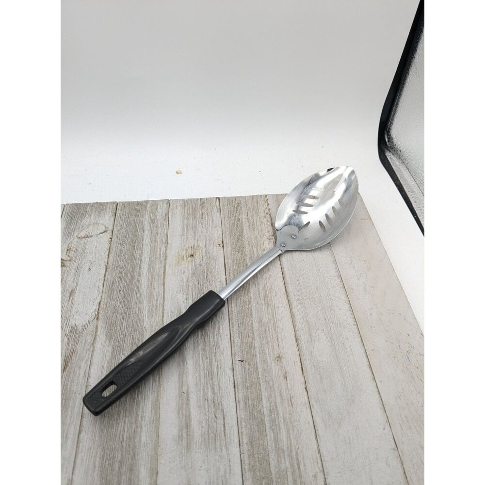 Vintage Slotted Spoon With Black Handle Japan 12"